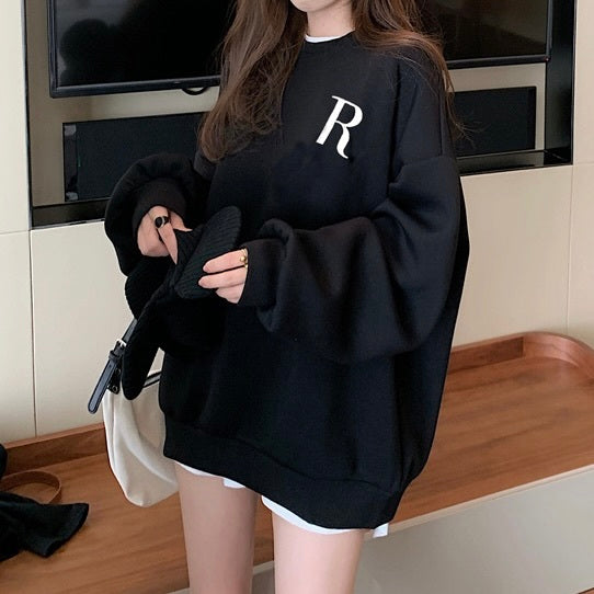 AW ルーズ Rプリント ラウンドネック スウェット mry000038