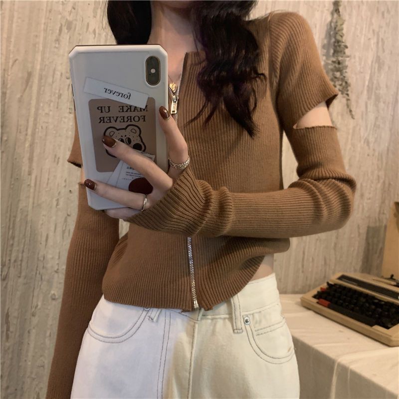 【送料無料】4カラー展開 韓国ホットガール 長袖 ショート トップス mry000673