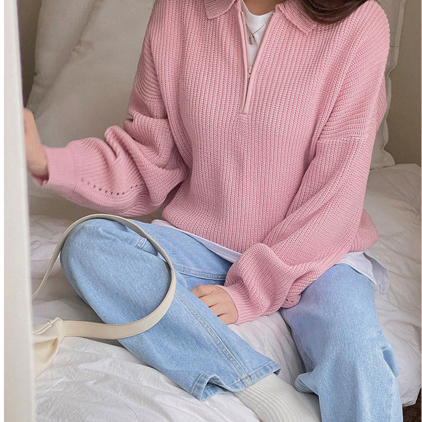 ハーフジッパートレーナー ランタンスリーブ mry000340