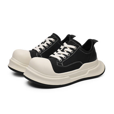 【Unisex / 22.5cm-27cm】Black Round Head Shoes スニーカー mry001596