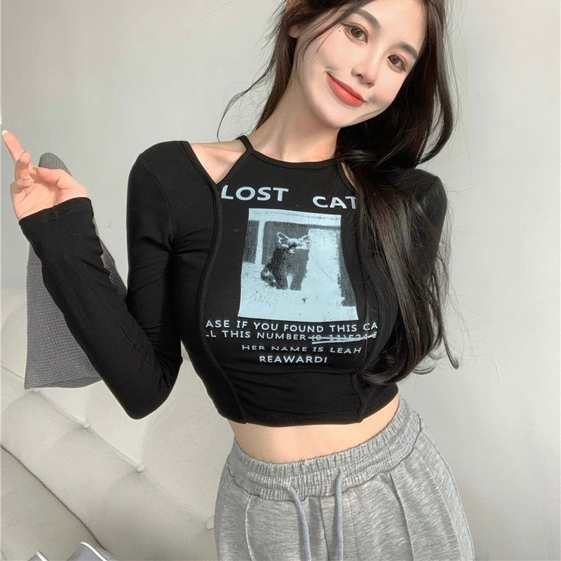 カットアウト ディティール クロップド丈 Tシャツmry000215