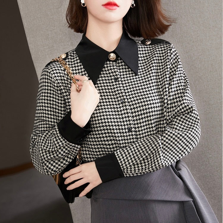 ヨーロッパ 韓国カジュアル 韓国デザイン トレンド 格子柄 ロングシャツ mry001259