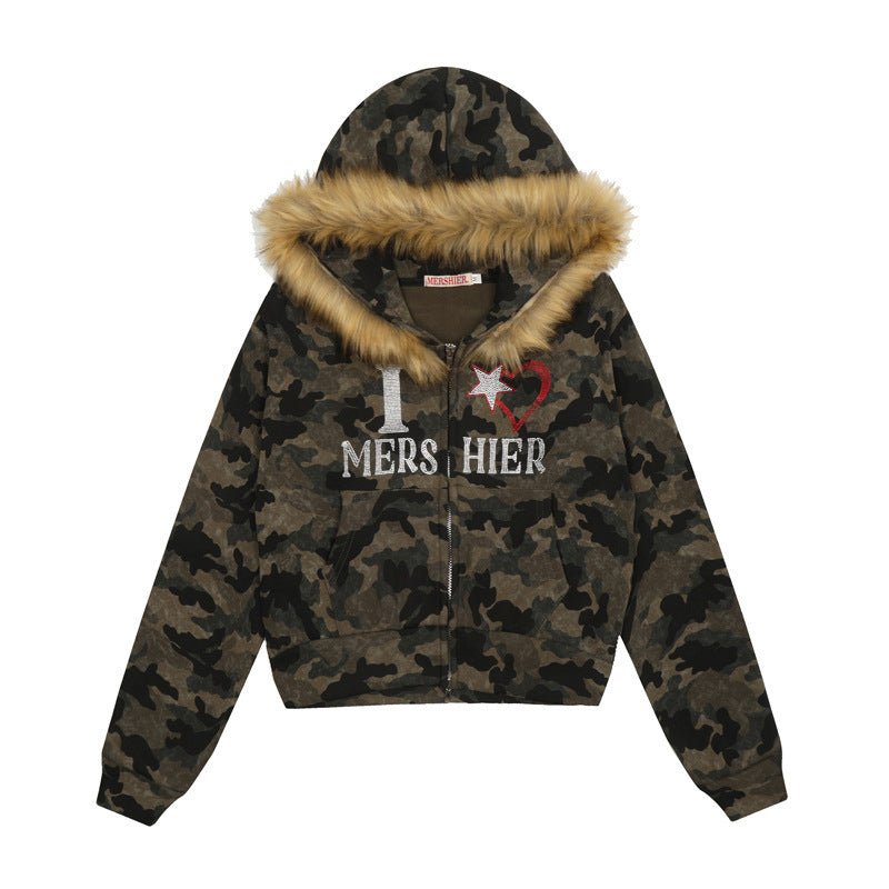 Camo Cozy Fur Jacket mry001638