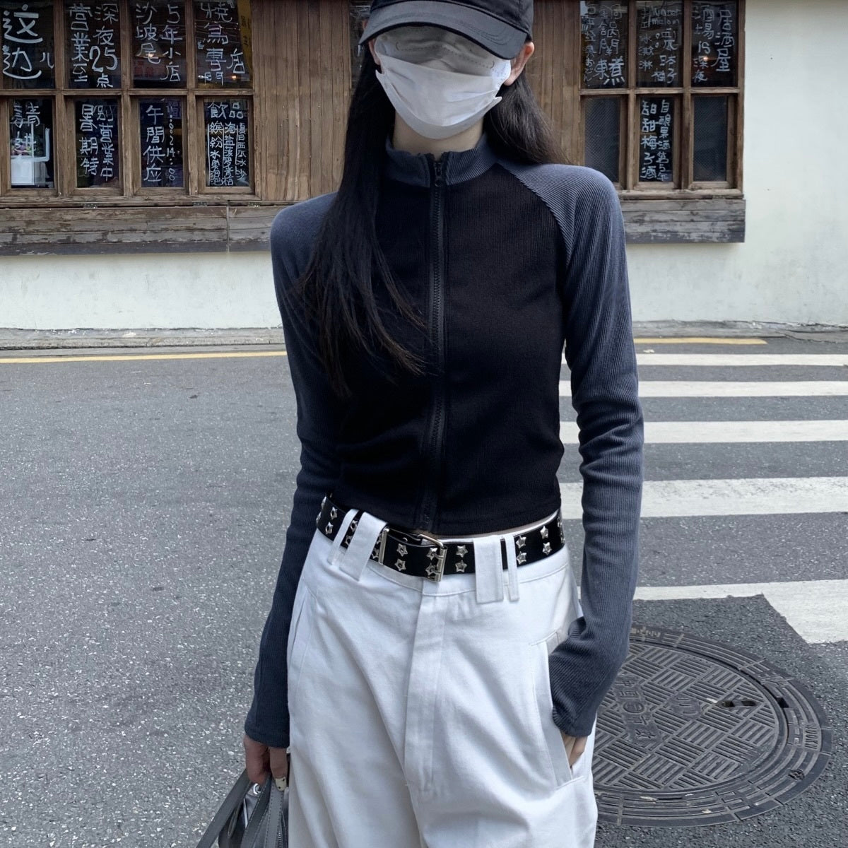 2カラー展開 韓国デザイン 韓国ストリート 韓国カジュアル スポーティ ジップアップトップス mry001194