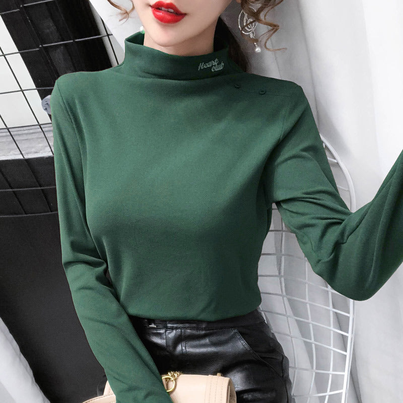 文字刺繍 ハーフタートルネックTシャツ mry000214