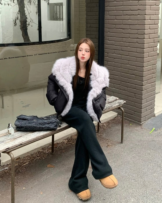 Fur Collar Short Puffer Jacket mry002084