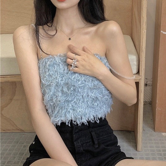 4カラー展開 アメリカン 韓国デザイン 韓国カジュアル ショート丈 フェザートップ mry001149