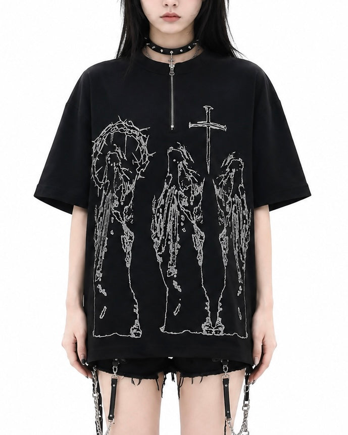 【新作】ゴシッククロス オーバーサイズTシャツ mry002589