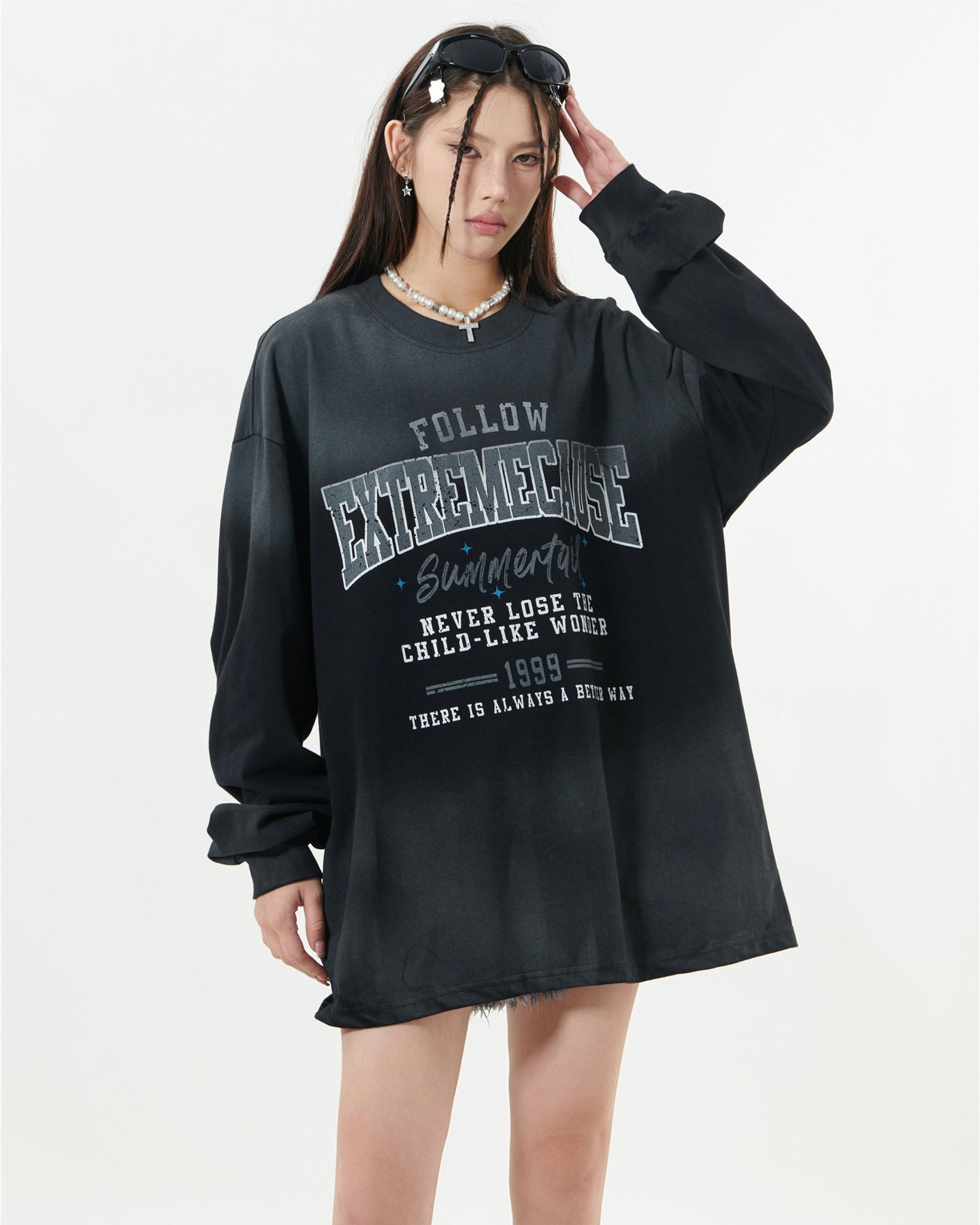 【2color】Vintage College Graphic Oversized shirt mry001844