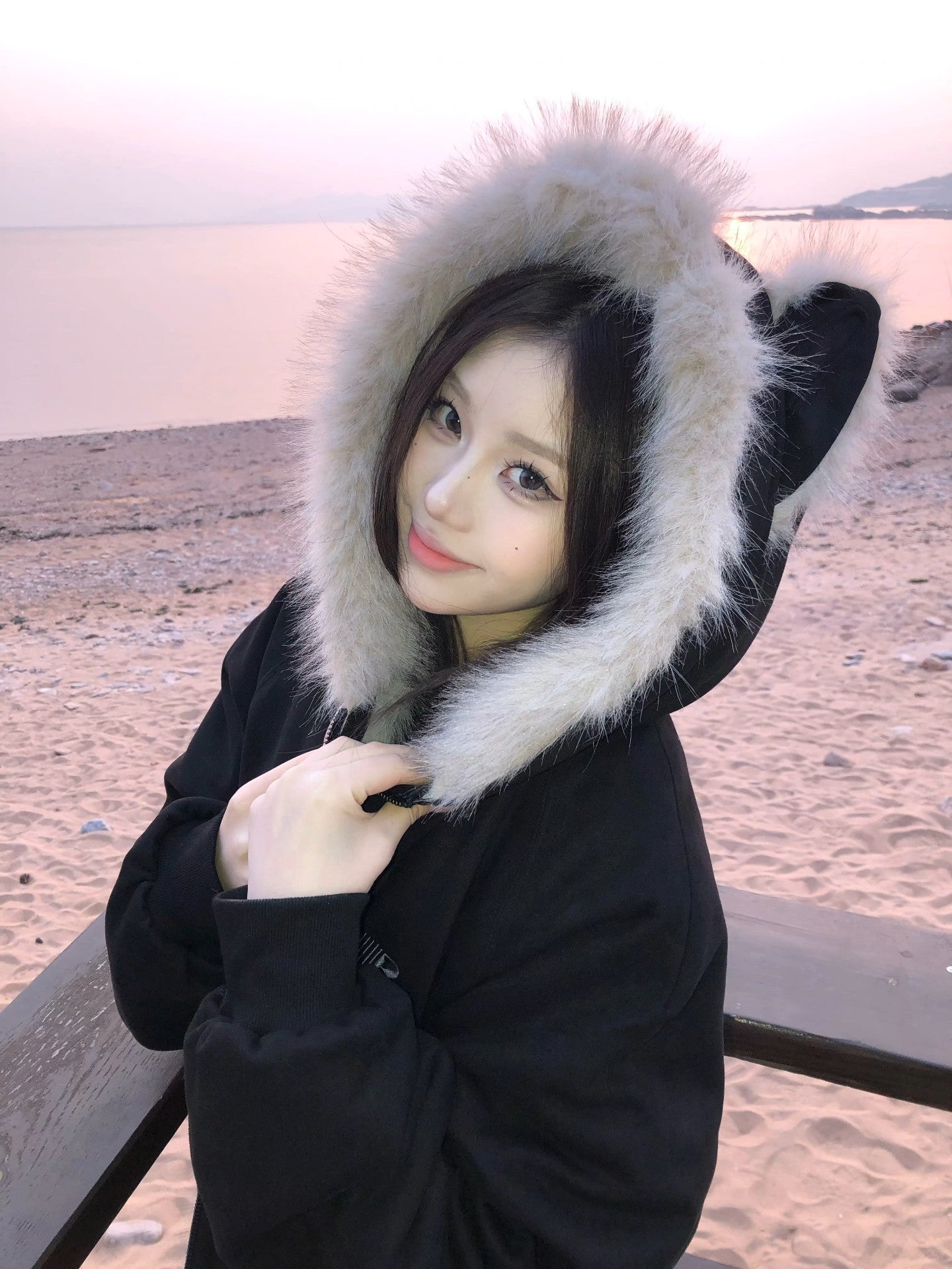 Faux Fur Hood Jacket mry002027