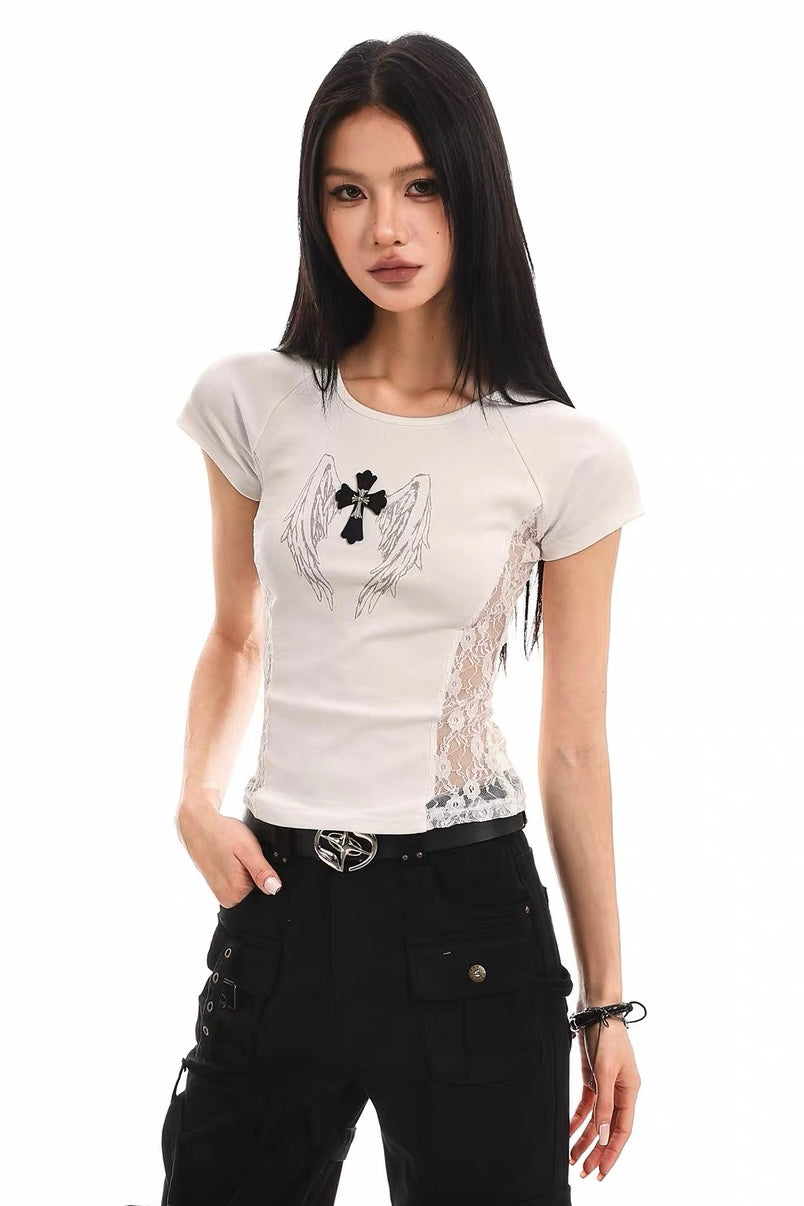 【トップス】クロスウィングタイトTシャツ mry002375