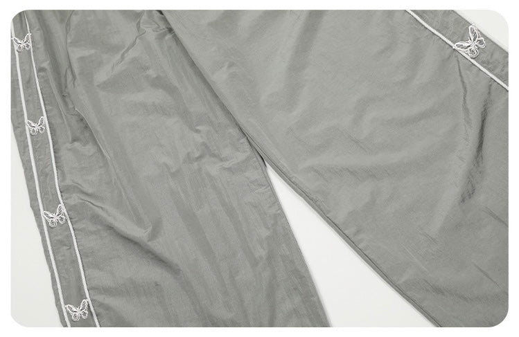 【YURU:FIT/2color】Butterfly Embroidered Parachute Pants mry001785