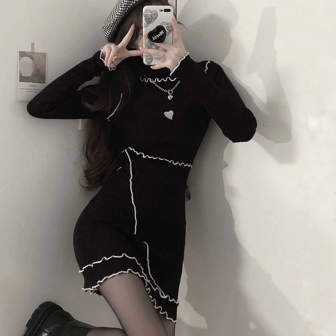 ハートステッチ スリムニットワンピース mry000414