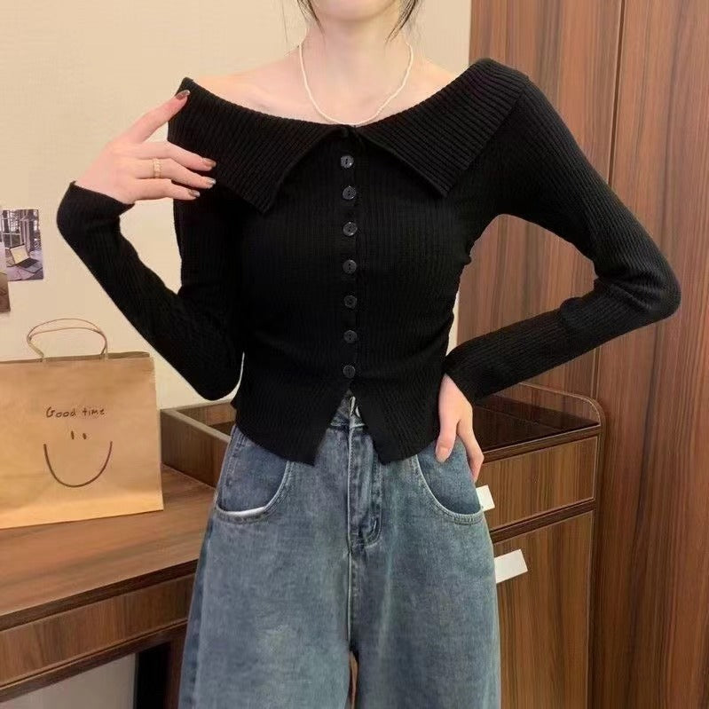 5カラー展開 韓国カジュアル 韓国デザイン 韓国ストリート タイトフィット リブニット カーディガン mry001171