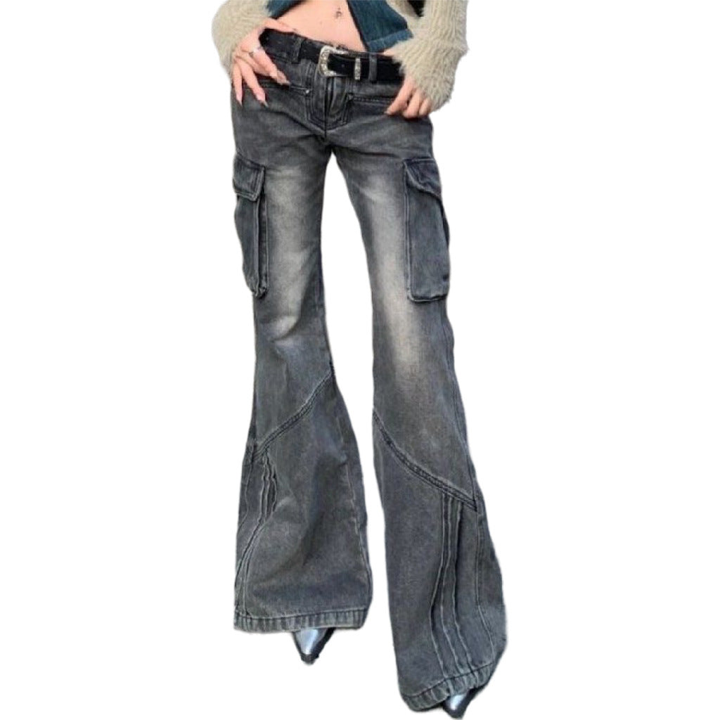 【大人気】Wide Denim Cargo Pants mry001156
