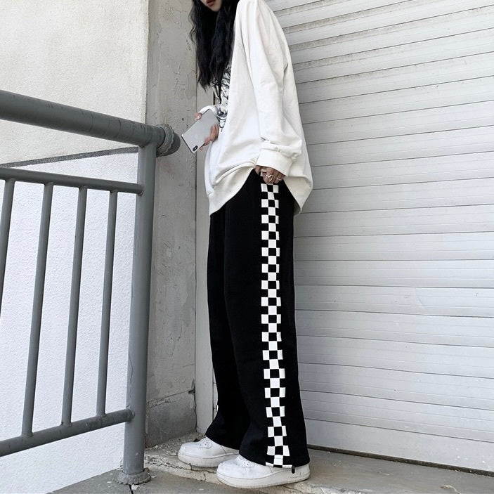 チェックライン ワイドレッグ パンツ mry000171