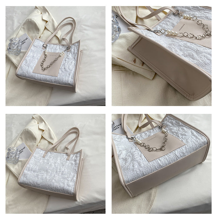 【送料無料】4色展開 パールチャーム付きトートバッグ mry000615