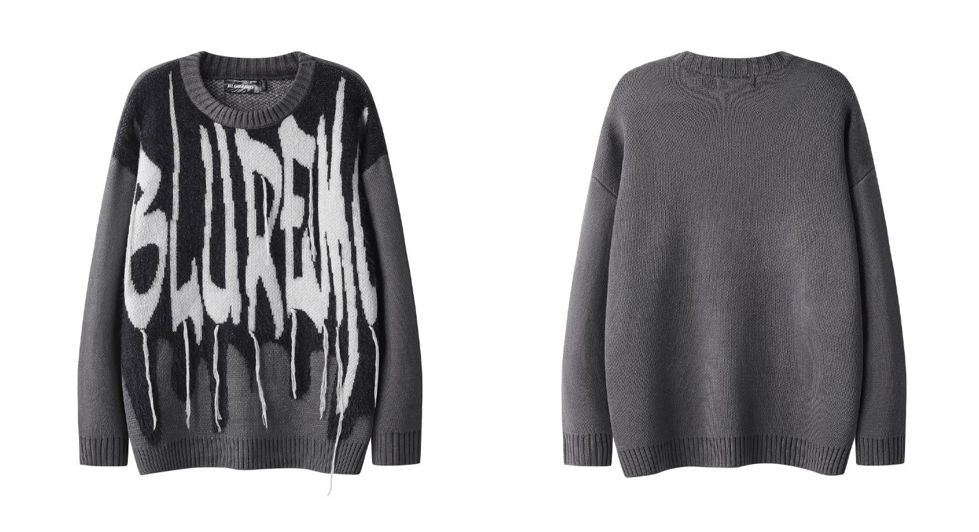 【残りわずか】Drip Graffiti Oversized Knit Sweater mry001625
