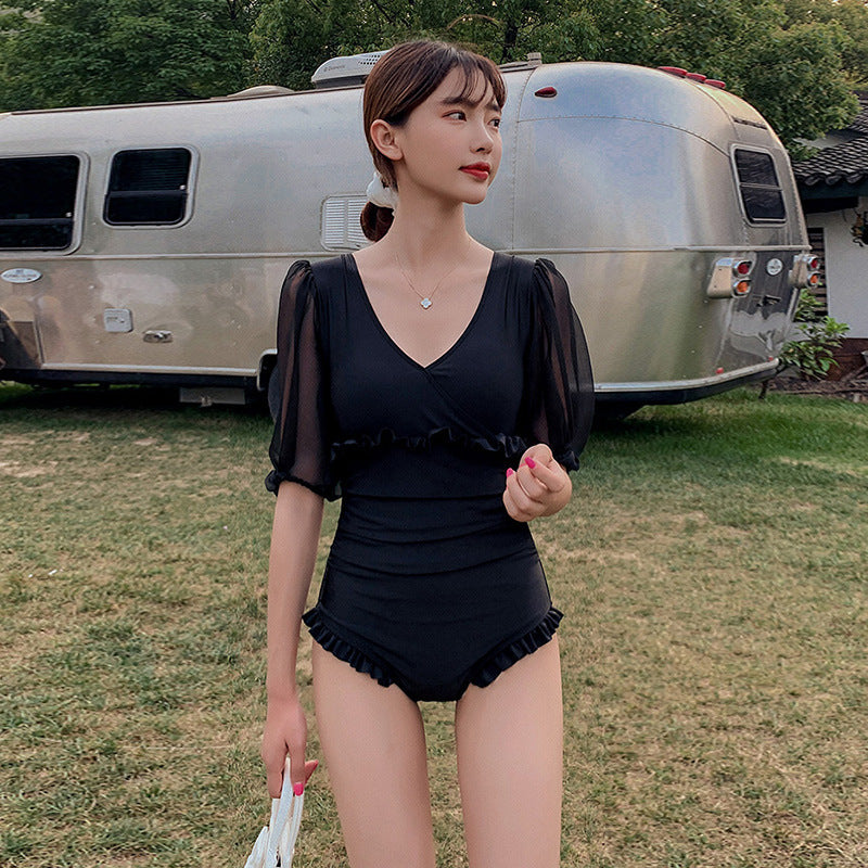 【送料無料】デザインスリーブ 韓国ワンピース スイムウェア mry000623