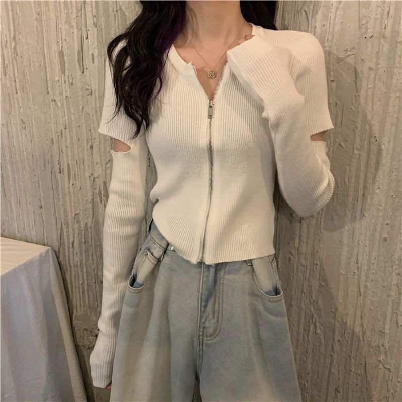 【送料無料】4カラー展開 韓国ホットガール 長袖 ショート トップス mry000673