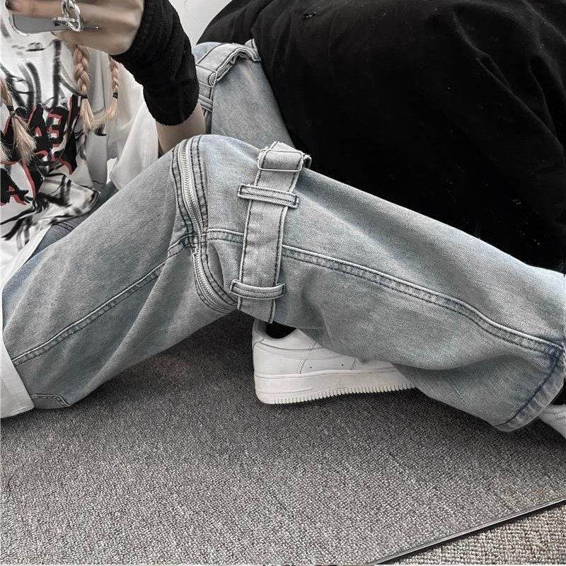 リップドジーンズ ジッパー取り外し可能 ルーズパンツ mry000019