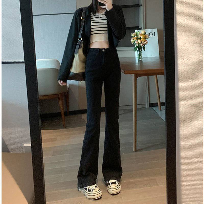 ブラック ハイウエスト フレアジーンズ mry000092