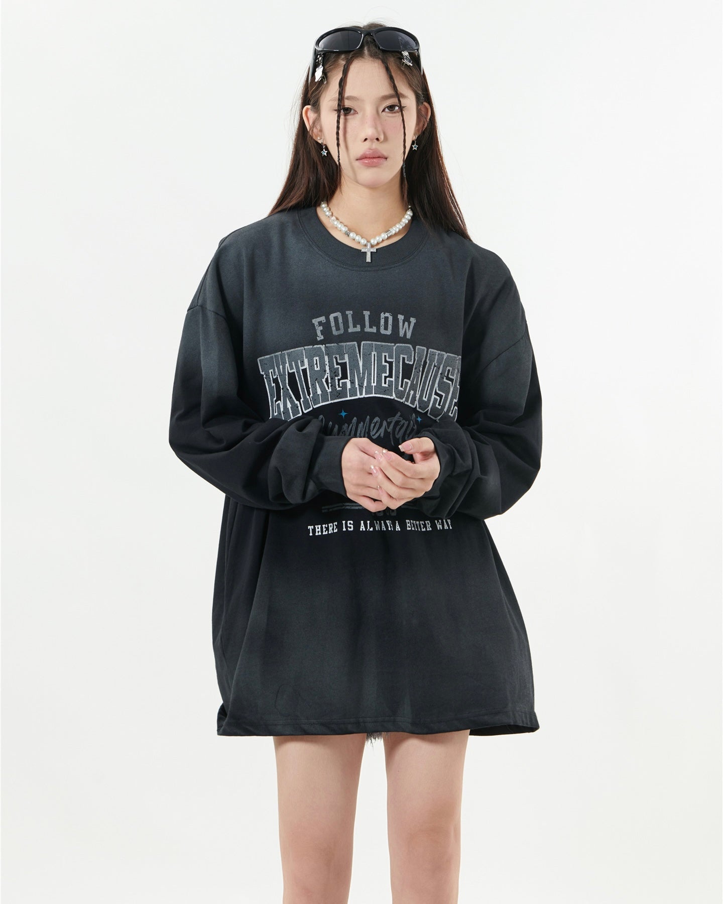 【2color】Vintage College Graphic Oversized shirt mry001844