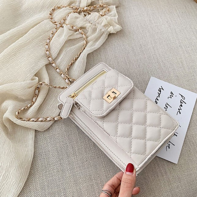 【送料無料】3カラー展開 キルティング スマホ ポシェット ミニバッグ mry000627