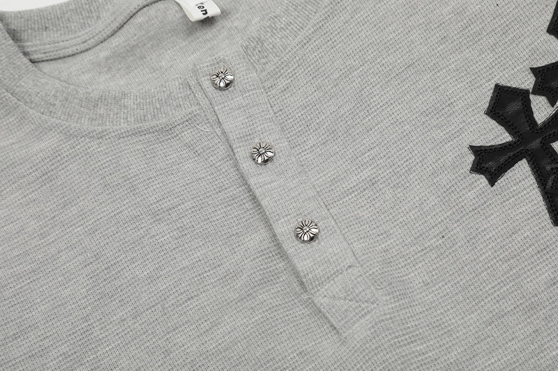 【2color】Grunge Cross Embroidered Long T-shirt mry001646