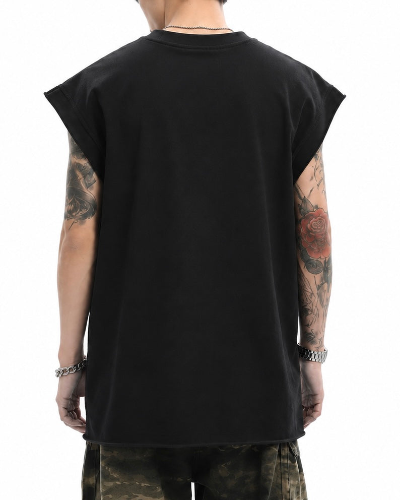 【トップス】クロスラインストーンノースリーブTシャツ mry002446