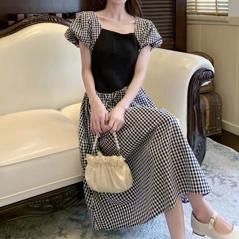 フレンチレトロ スクエアネック パフスリーブ ワンピース mry000032