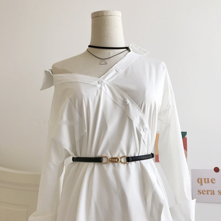 幾何バックル スキニーベルト mry000189