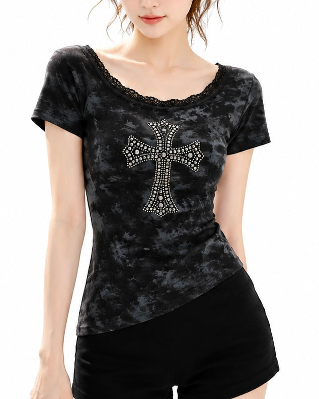 【トップス】ゴシッククロス フィットTシャツ mry002499