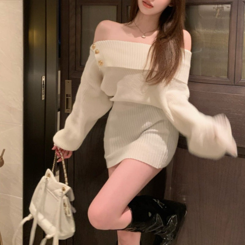 【特別価格 / 3color】オフショルダー ニットワンピース mry001483