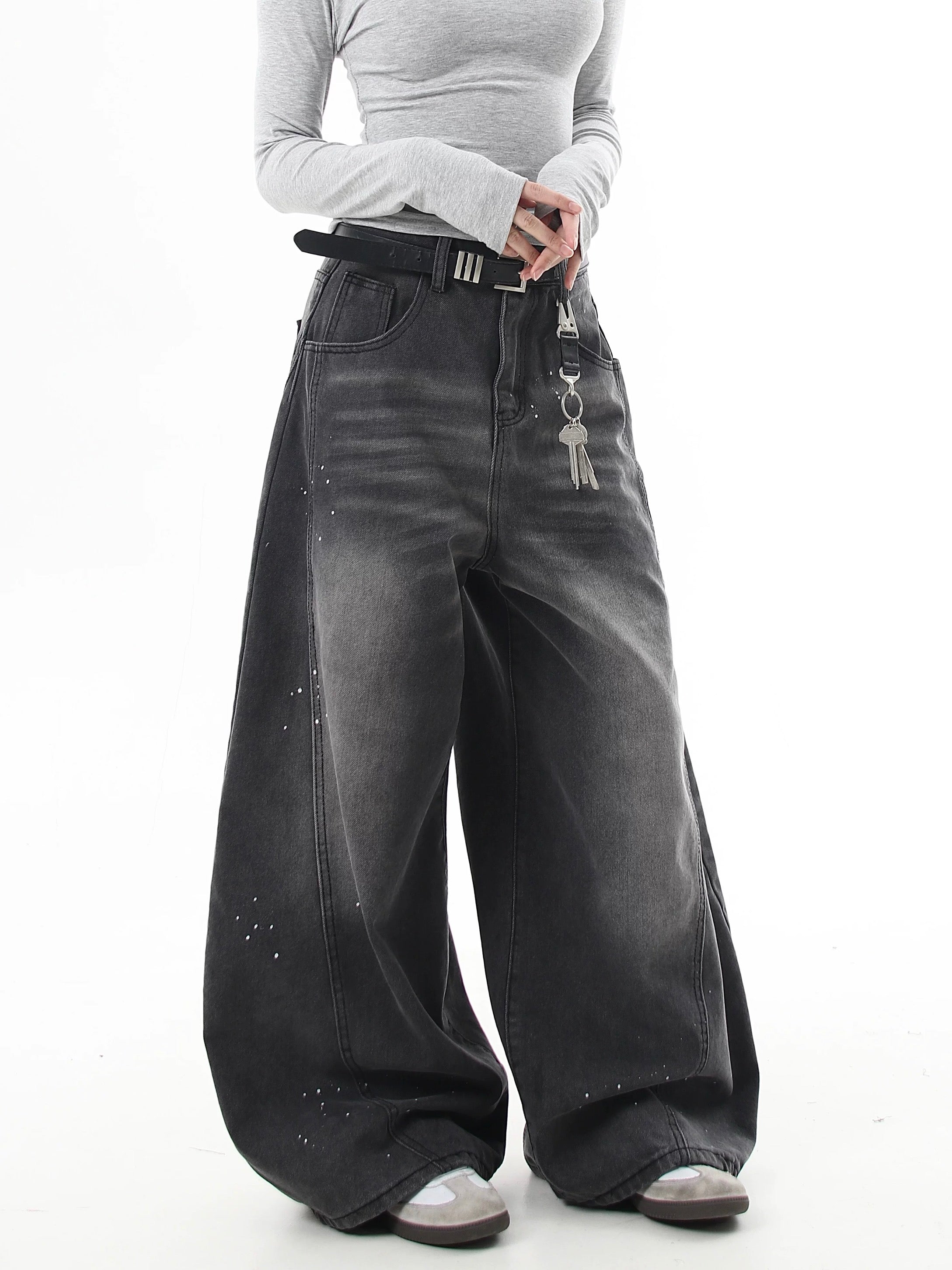 『評価★4.8以上/人気急上昇中💬💥』【COVER:FIT】2color Splatter Wash Balloon Denim Pants mry001753