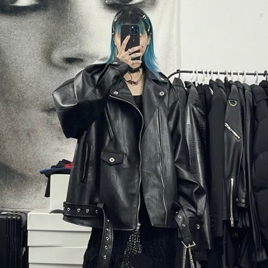 【Orchid】オーバーサイズ ライダースジャケット mry001508