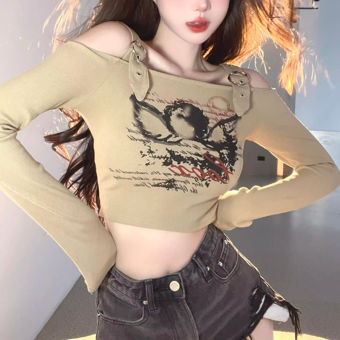 【Taéf】3カラー展開 クロップドトップス mry001552