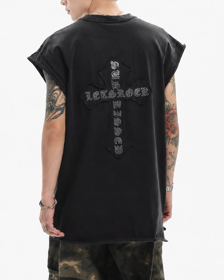 【トップス】クロスパッチノースリーブTシャツ mry002445
