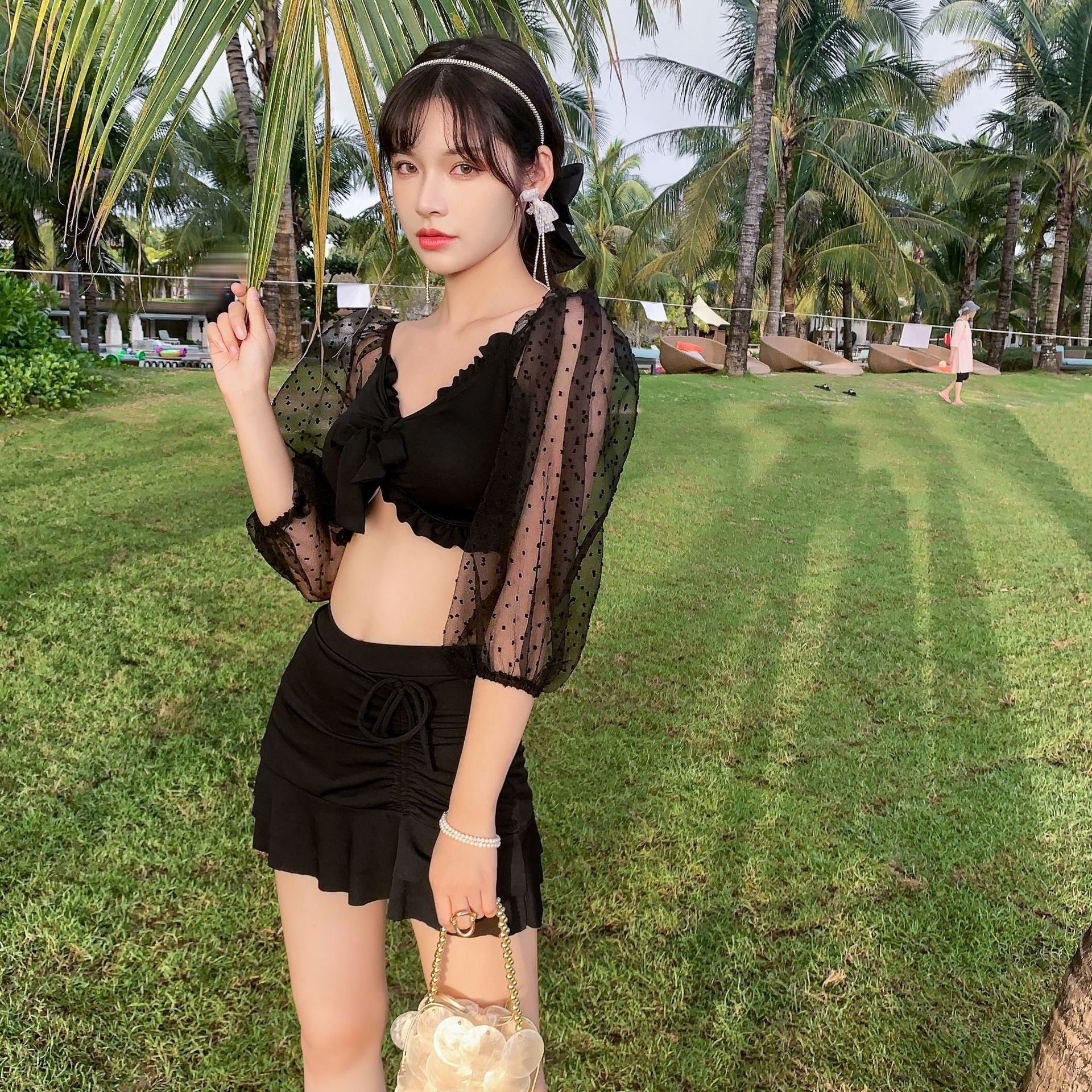 【送料無料】2カラー展開 ドット ショルダー スイムウェア mry000619