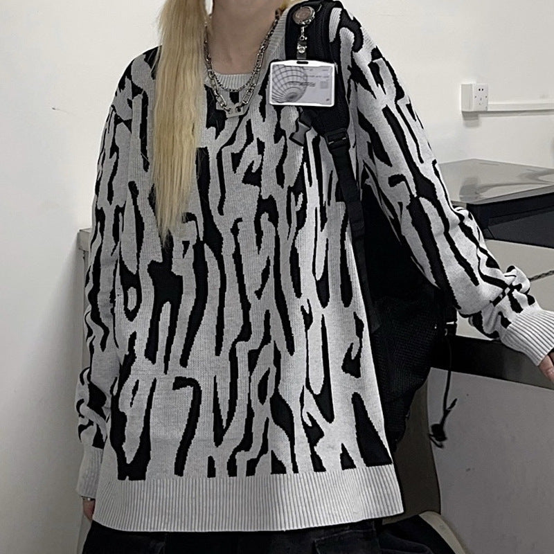 ゼブラ柄 ルーズニット mry000347