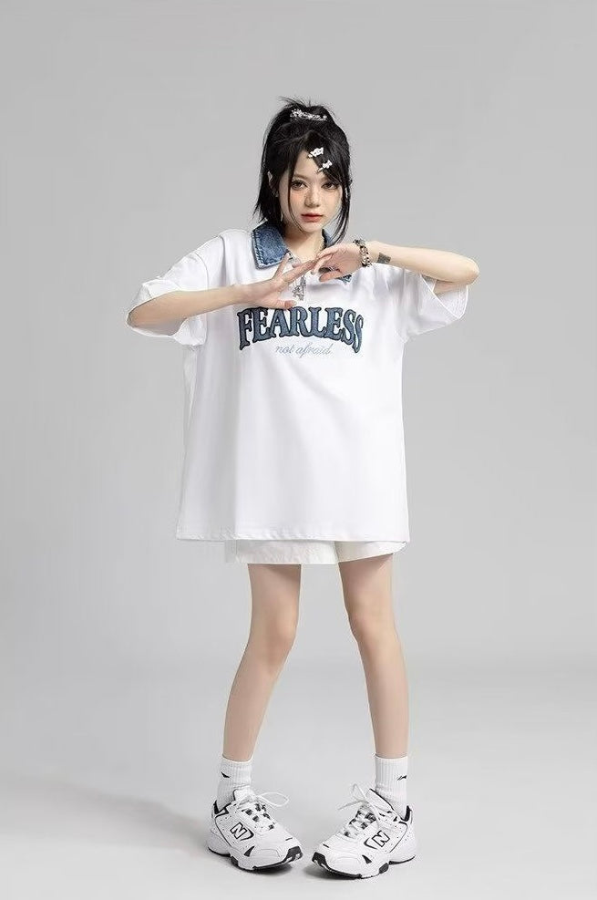 【2color】Denim Accent Oversized T-Shirt mry001704