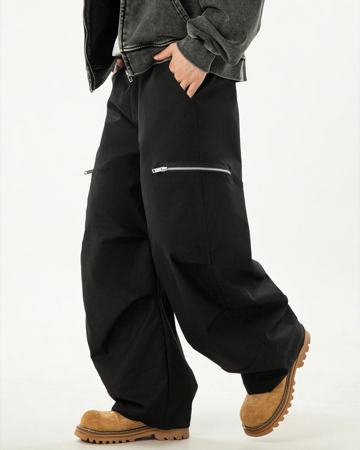 【2color】Zipper Pockets Wide Cargo Pants mry001821