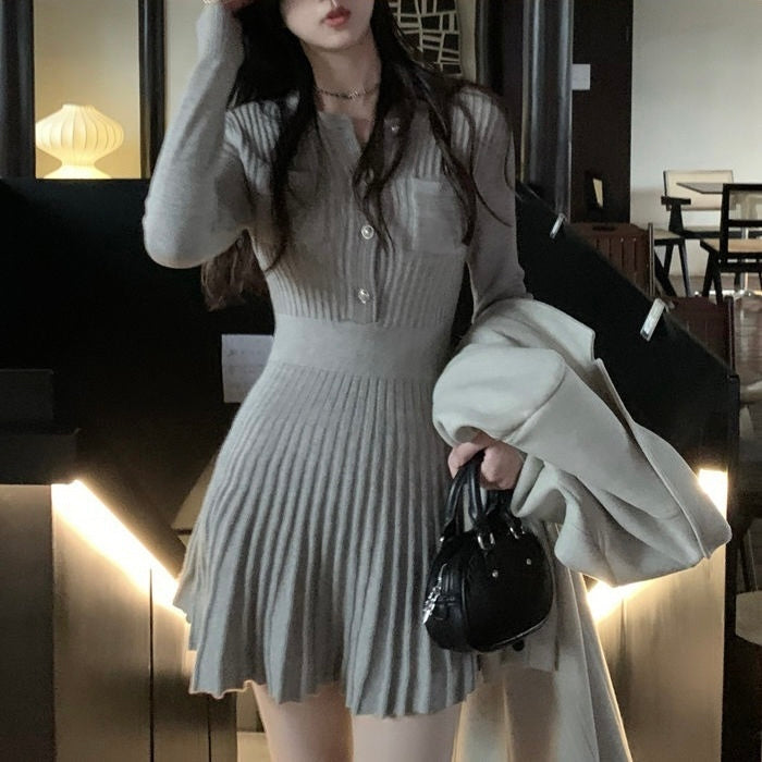 2カラー展開 ニットプリーツワンピース mry001469