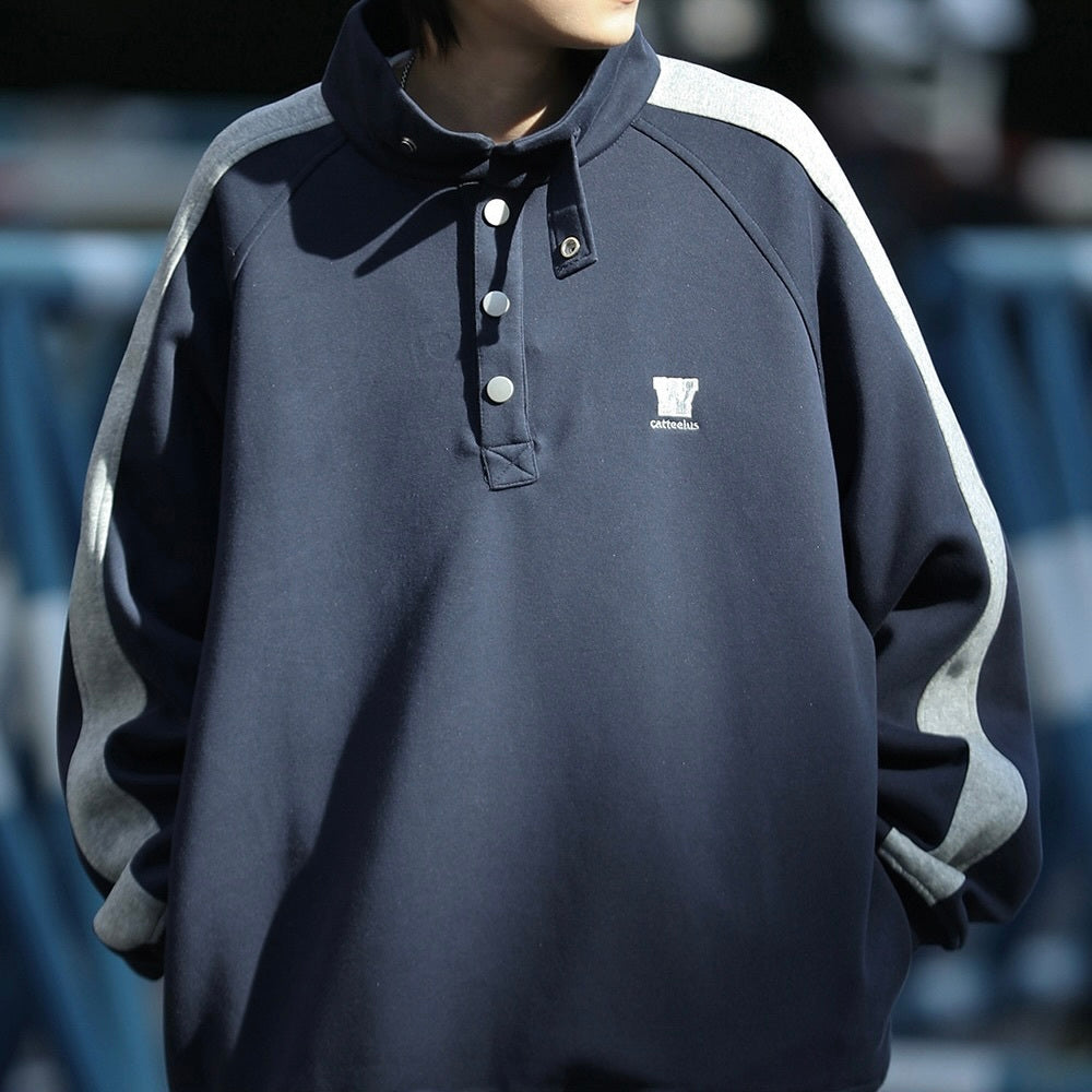 2カラー展開 韓国ストリート 韓国カジュアル オーバーサイズ ハーフジップ パーカー mry001322