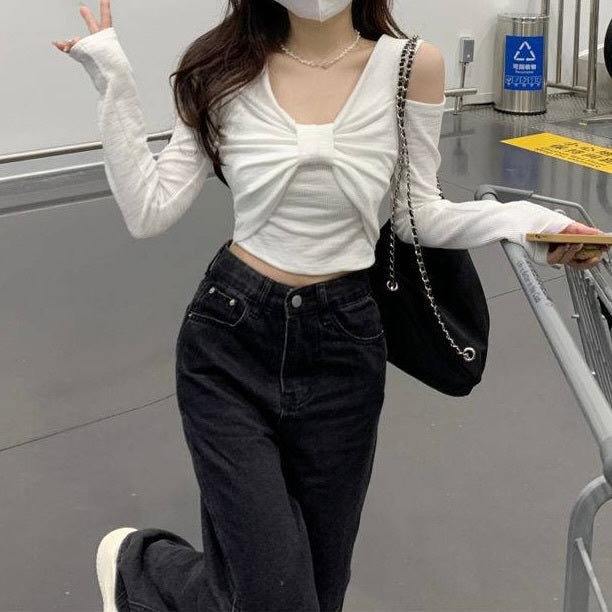 リボン オープンショルダー トップス mry000216