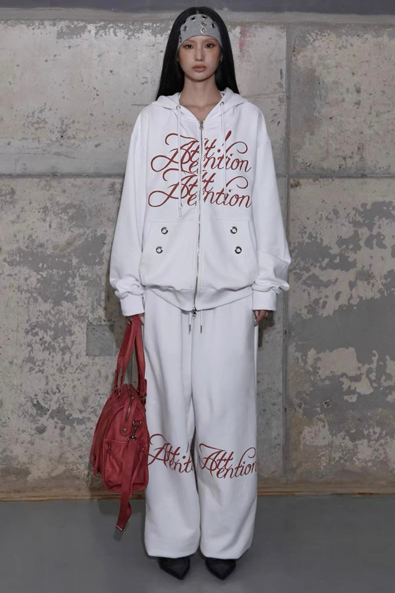 【Set-Up】Calligraphy Logo Wide Leg Tracksuit Set-Up mry002314