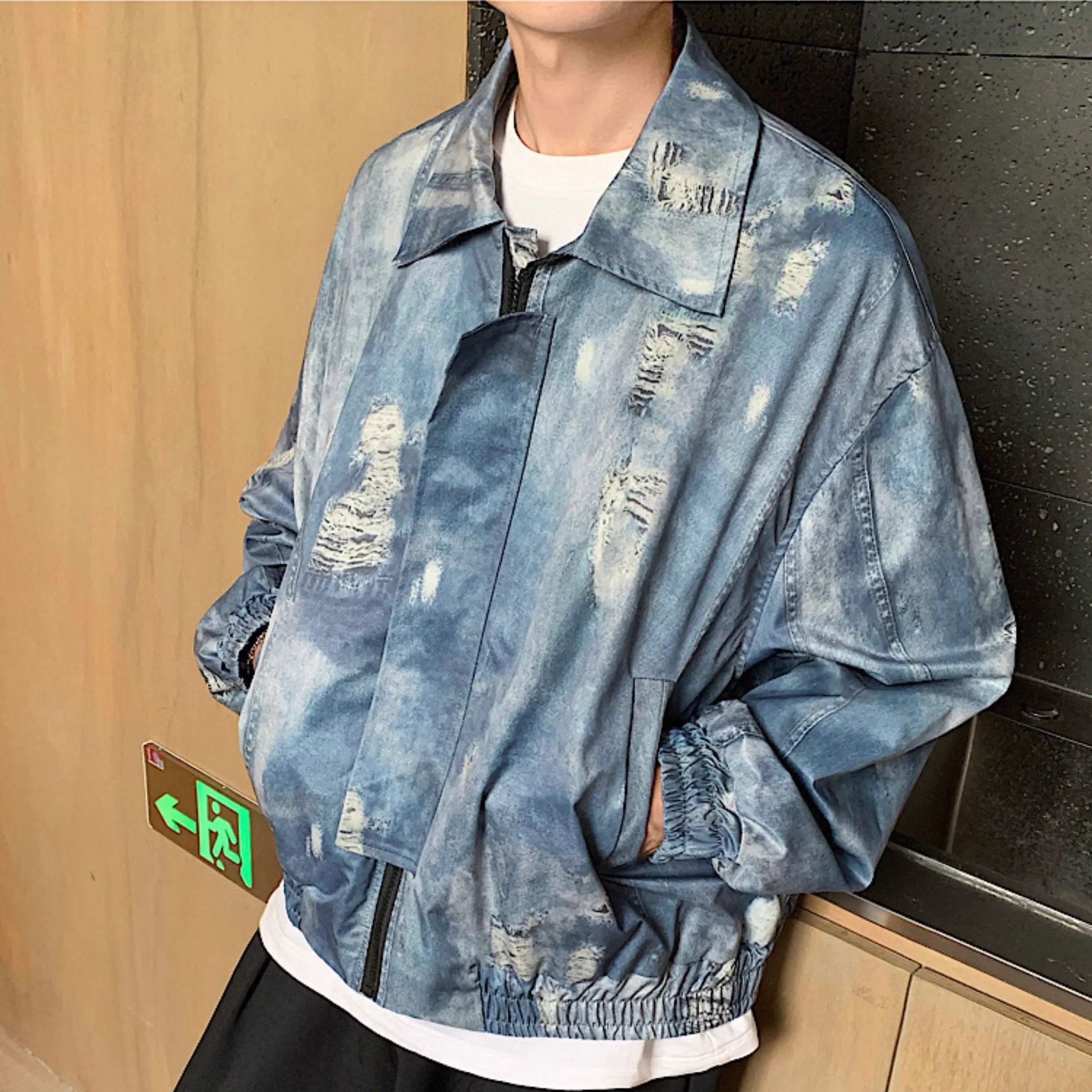 アメリカン 韓国ストリート 韓国カジュアル レトロ ヴィンテージ デニムジャケット mry001247