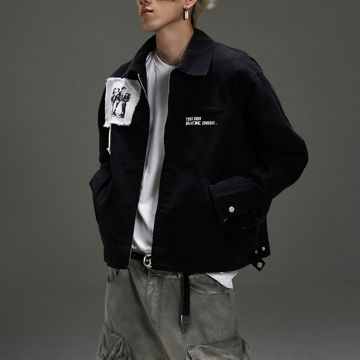 アメリカン 韓国ストリート 韓国デザイン レトロ バックプリント ワークジャケット my001254