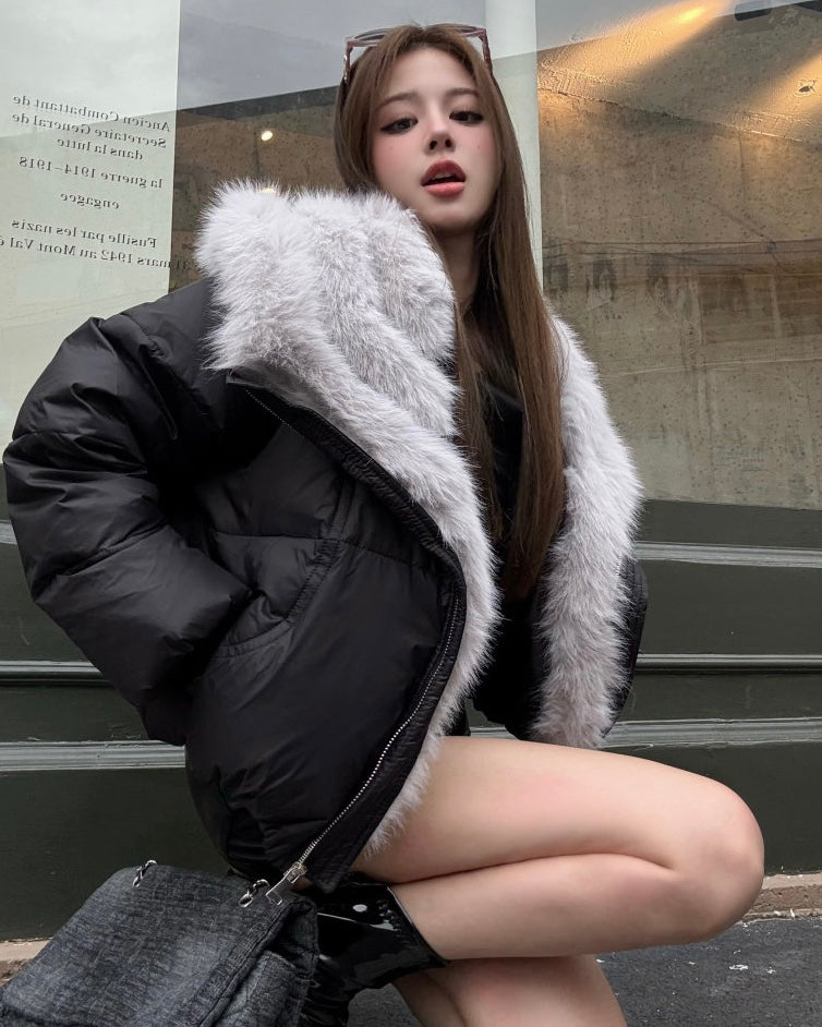 Fur Collar Short Puffer Jacket mry002084