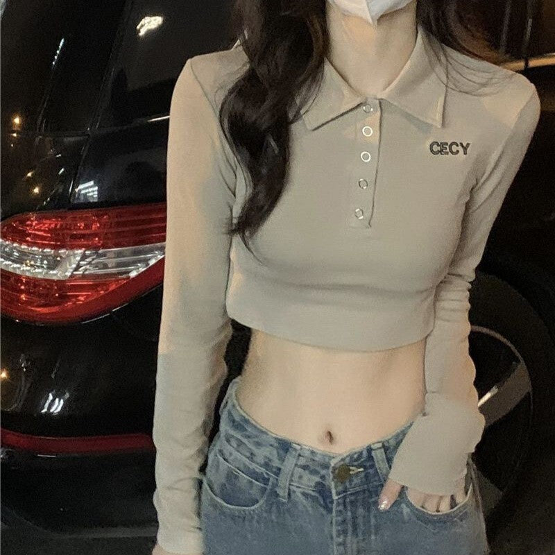 【送料無料】クロップド丈 3カラー 長袖Tシャツ 2023春トレンド 韓国ストリート 韓国カジュアル mry000586